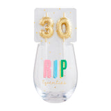 Mud Pie 26 446001xx Wine Glass & Candle Birthday Set