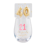 Mud Pie 26 446001xx Wine Glass & Candle Birthday Set