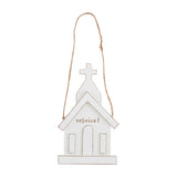 Mud Pie MP 46700316x Hand-painted Wood Church Ornament - 3 Styles
