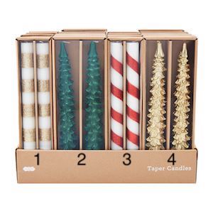 Mud Pie MP 49800256 Tree & Stripe Taper Sets