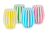 Two's Company TC 55177x Stripe Hand-Painted Stemless Wine Glass - 4 Colors