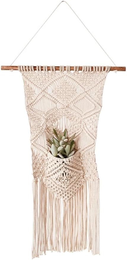 Creative Co-Op CCOP DA8621 Macramé Wall Hanging with Pocket