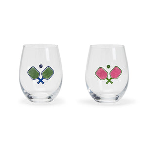 Two's Company TC 54429-20x Pickleball Stemless Wine Glass - 2 Colors