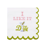 Two's Company TC 55192 I Like it Dirty 3-Ply Paper Cocktail Napkin with Scalloped Edge (30 napkins)