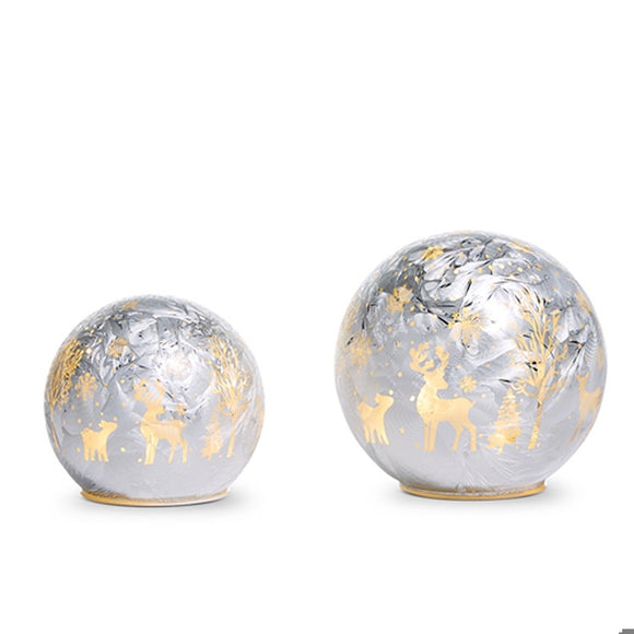 Raz Imports RZ 4523136x Lighted Forest Scene Orbs - 2 Sizes