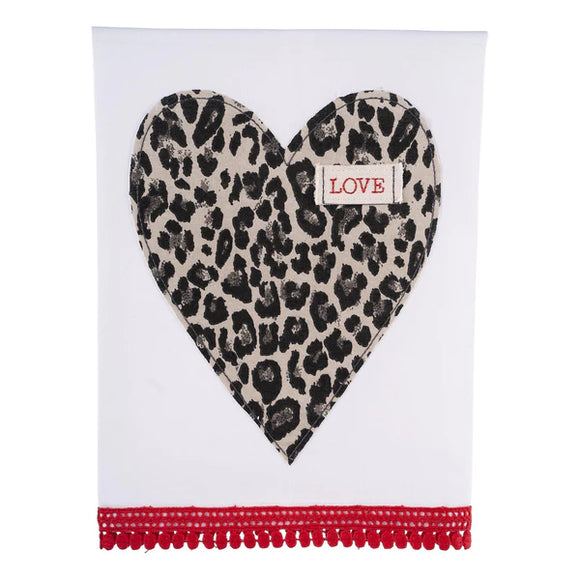 Glory Haus GH 70150506 Love Heart Cheetah Tea Towel