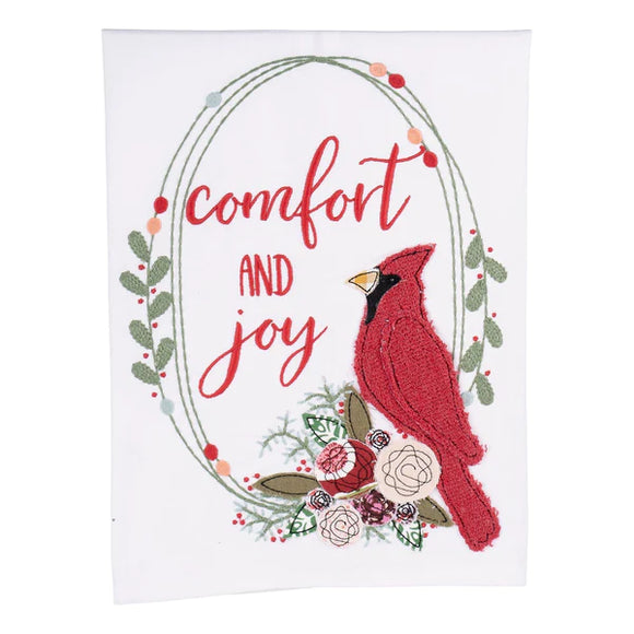 Glory Haus GH 70150548 Christmas Red Bird Comfort & Joy Tea Towel