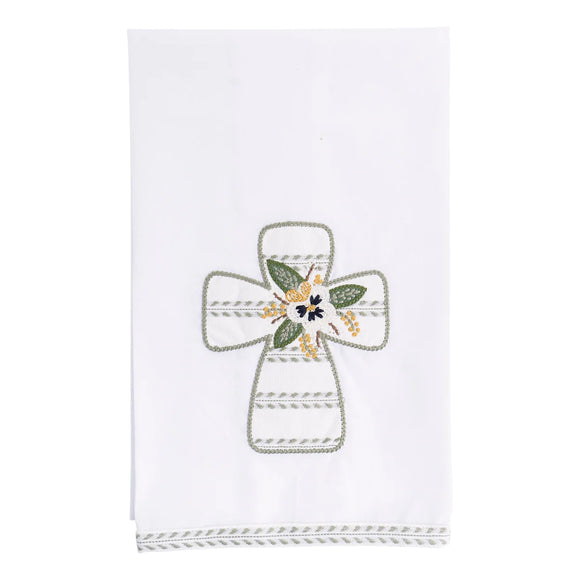 Glory Haus GH 70160510 Cross with Flowers Tea Towel