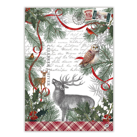 MICHEL DESIGN WORKS MDW 810425 WINTER WOODLAND KITCHEN TOWEL