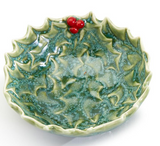 Two's Company TC 81676-20 Holly Leaves & Berries Tidbit Dish with Bamboo Sticks