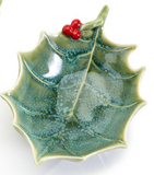 Two's Company TC 81676-20 Holly Leaves & Berries Tidbit Dish with Bamboo Sticks