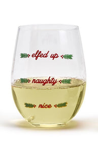 Two's Company TC 81911-20 Merriest Stemless Wine Glasses With 2 Assorted Designs