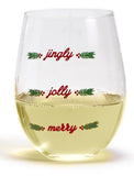 Two's Company TC 81911-20 Merriest Stemless Wine Glasses With 2 Assorted Designs