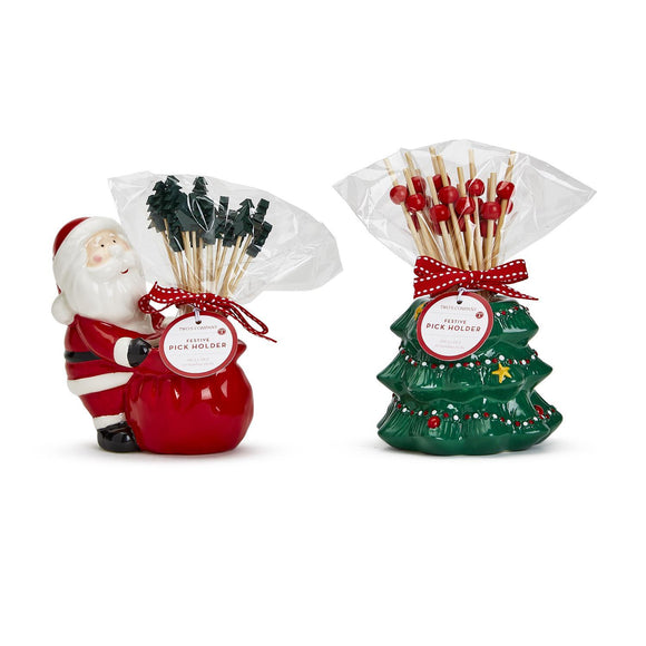 Two's Company TC 819829-20 Festive Pick Holder with 2 Assorted Designs