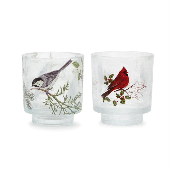 Two's Company TC 82077-20 Holiday Tweet Frosted Cachepot/Tealight Candleholder