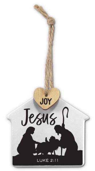 Dicksons Gifts DG 82378 Ornament Stable Tag Jesus Twine Hanger