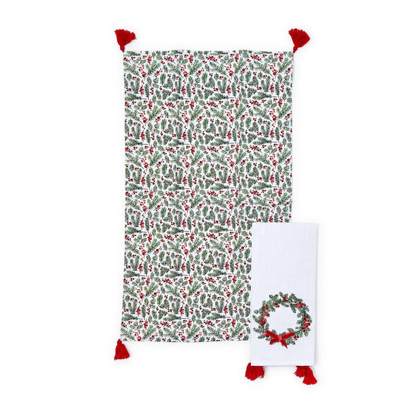 TWO'S COMPANY TC 82383-20 MERRY BERRY SET OF 2 DISH TOWELS