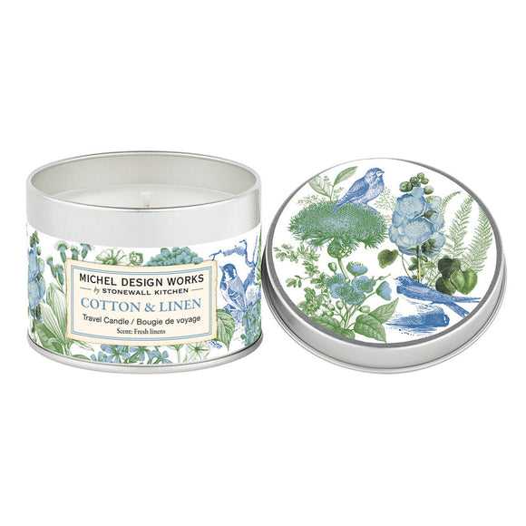 MICHEL DESIGN WORKS MDW 849417 COTTON & LINEN TRAVEL CANDLE