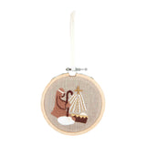 Mud Pie MP 46700315 Embroidered Linen Wood Hoop Ornament