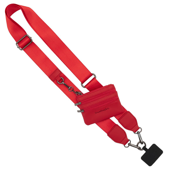 Save The Girls STG CG-1029RD Clip & Go Solid Strap w/Pouch - Lanyard for Phone & Case - Red - Black Hardware