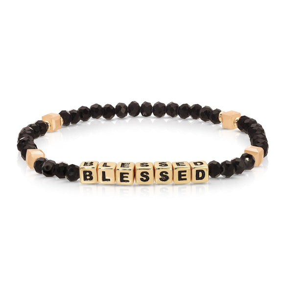 My Fun Colors FC CW930G BLESSED Colorful Black Crystal Words Bracelet