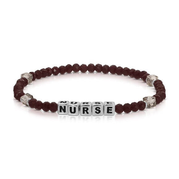 My Fun Colors FC CW966 NURSE Colorful Maroon Crystal Words Bracelet