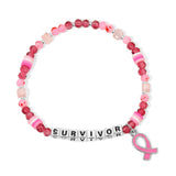 My Fun Colors FC CW970 SURVIVOR Breast Cancer Awareness Colorful Sterling Silver Word Bracelet