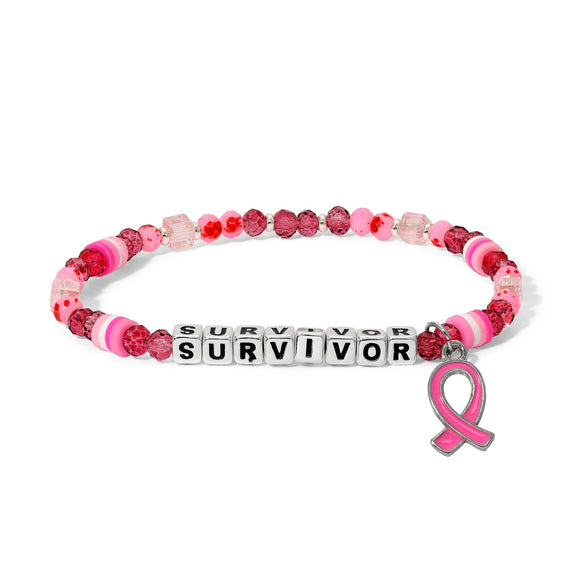 My Fun Colors FC CW970 SURVIVOR Breast Cancer Awareness Colorful Sterling Silver Word Bracelet