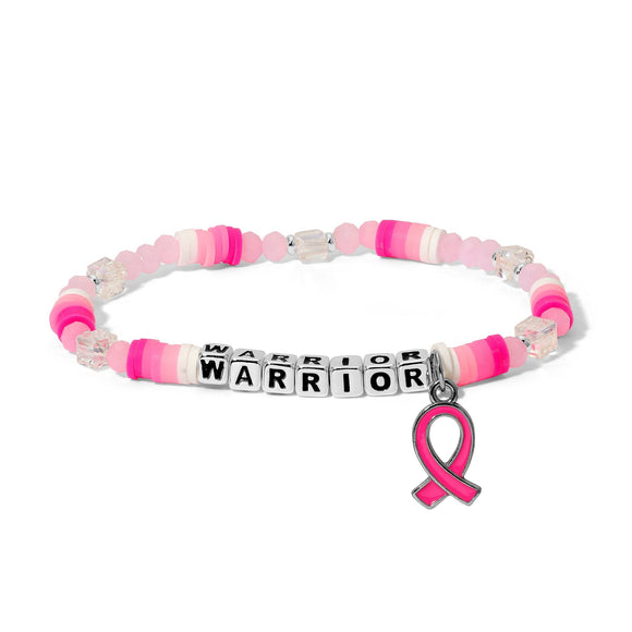 My Fun Colors FC CW971 WARRIOR Breast Cancer Awareness Colorful Sterling Silver Word Bracelet