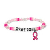 My Fun Colors FC CW971 WARRIOR Breast Cancer Awareness Colorful Sterling Silver Word Bracelet