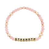 My Fun Colors FC CW973G STRENGTH Breast Cancer Awareness Colorful Gold Word Bracelet