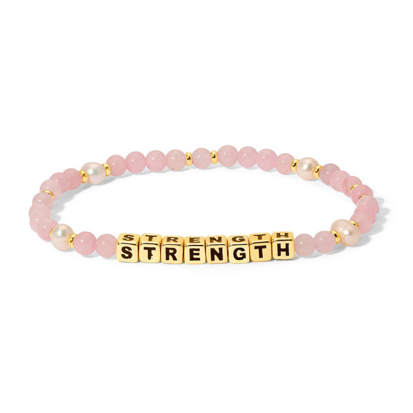 My Fun Colors FC CW973G STRENGTH Breast Cancer Awareness Colorful Gold Word Bracelet