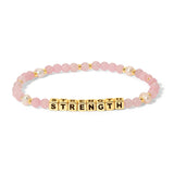 My Fun Colors FC CW973G STRENGTH Breast Cancer Awareness Colorful Gold Word Bracelet
