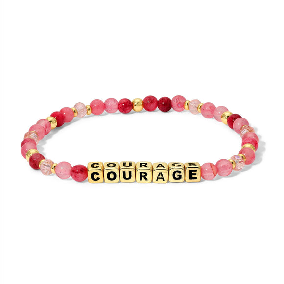 My Fun Colors FC CW972G COURAGE Breast Cancer Awareness Colorful Gold Word Bracelet
