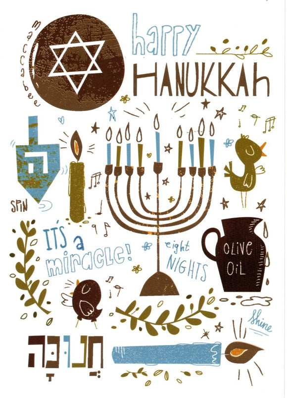 Design Design DD 100-77092 Hip Hanukkah Icons Card