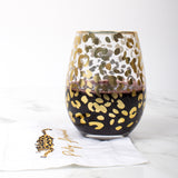 8 Oak Lane EC010LEP Gold Leopard Stemless Wine Glass