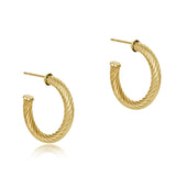 eNewton Design 26 ERDGxxPH4TTW Round Gold Post Hoop - 4mm - Textured Twist - 2 Sizes