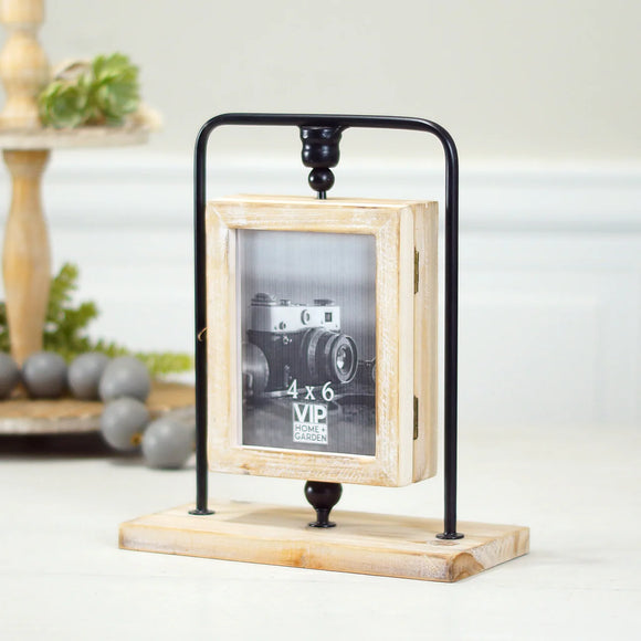 VIP Home & Garden VIP EW1028 Metal/Wood Table Clock and Frame Reversible