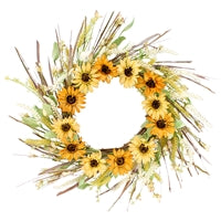 Wing Tai Trading WTT FFQ25718W Sunflower & Wheat Wreath - 10