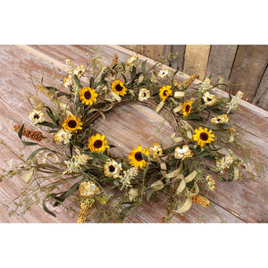Wing Tai Trading WTT FFQ95780W 10" Cream & Yellow Sunflower Wreath