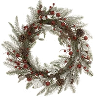 Wing Tai Trading WTT FXD13530W Frosted Holly Berry Wreath