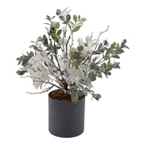 Wing Tai Trading WTT FXD39272T-12 Large Sage Green & Snowberry Tree Planter - 3.75 x 3.75 x 12