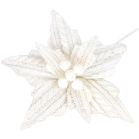 Wing Tai Trading WTT FXQ26779L Large White Knit Poinsettia - 7.5
