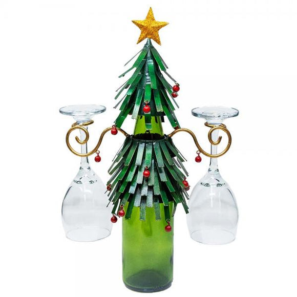 Gift Essentials GE BLUEW554 Christmas Tree Bottle & Glass Holder