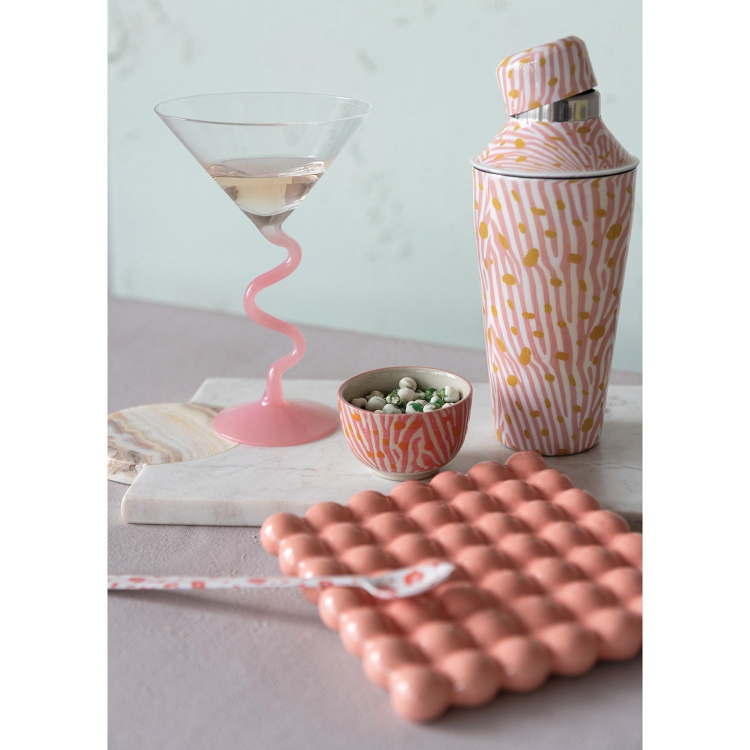 Hazel Mazel HM0299 Pink Martini Glass w/Spiral Stem 5