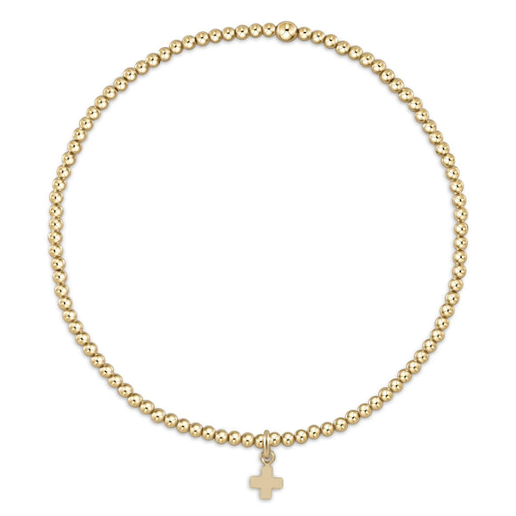 ENEWTON DESIGN ED BCLG2SCSMG Classic Gold 2mm Bead Bracelet - Signature Cross Small Gold Charm