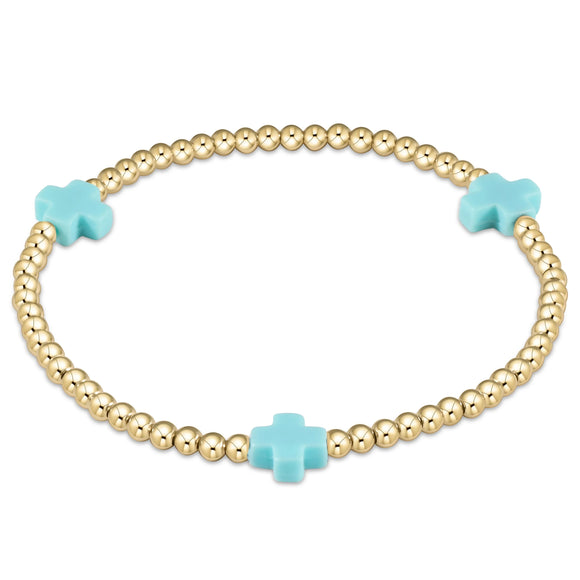 ENEWTON DESIGN ED BEXSCGP3T Extends Signature Cross Gold Pattern 3MM Bead Bracelet - Turquoise