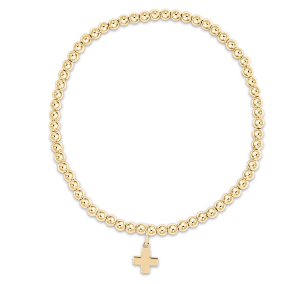 ENEWTON DESIGN ED BEXCLG3SCG EXTENDS - CLASSIC GOLD 3MM BEAD BRACELET - SIGNATURE CROSS GOLD CHARM