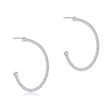 eNewton Design 26 EBECL125PHSSx Beaded Classic 1.25" Post Hoop - Sterling - 3 Sizes