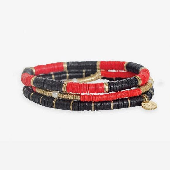 Ink + Alloy IA BSGZ2402 Grace Bracelet Stack of 3 black and red